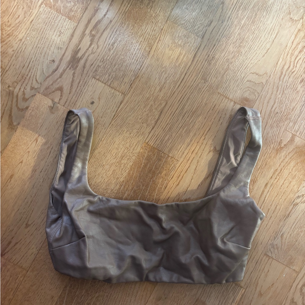 SKIMS Brown Faux Leather Bralette